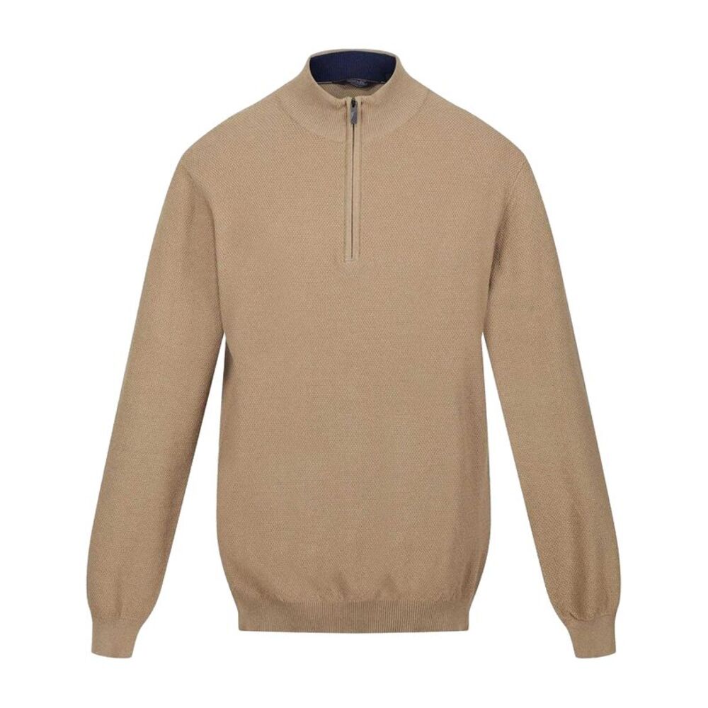 Regatta Mens Keaton Zip Neck Long-Sleeved Sweater Top / Gold Sand
